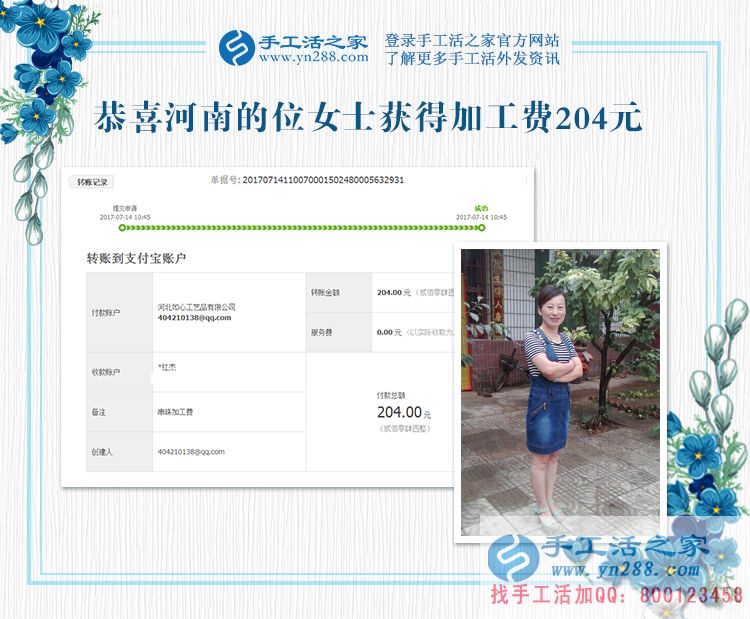 無怨無悔的付出，河南家庭主婦位女士的兼職手工賺錢貼補家用(圖1)