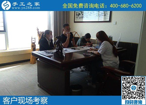5月6日，代理手工活加工項目，正規(guī)外發(fā)手工活來料加工，選正規(guī)手工活勵志珠珠繡，手工之家接待考察合作加工客戶剪影