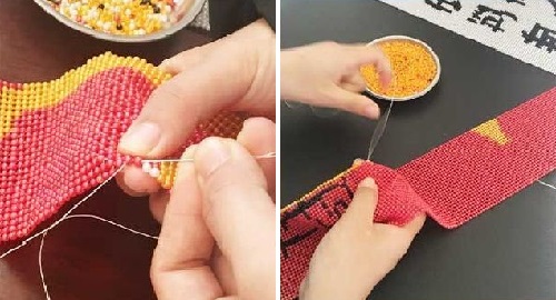 4月2日，在家做手工活掙錢，寄到家做的手工活，這個外發(fā)手工活的加工費如何結(jié)算？圖為勵志珠珠繡串珠手工產(chǎn)品剪影